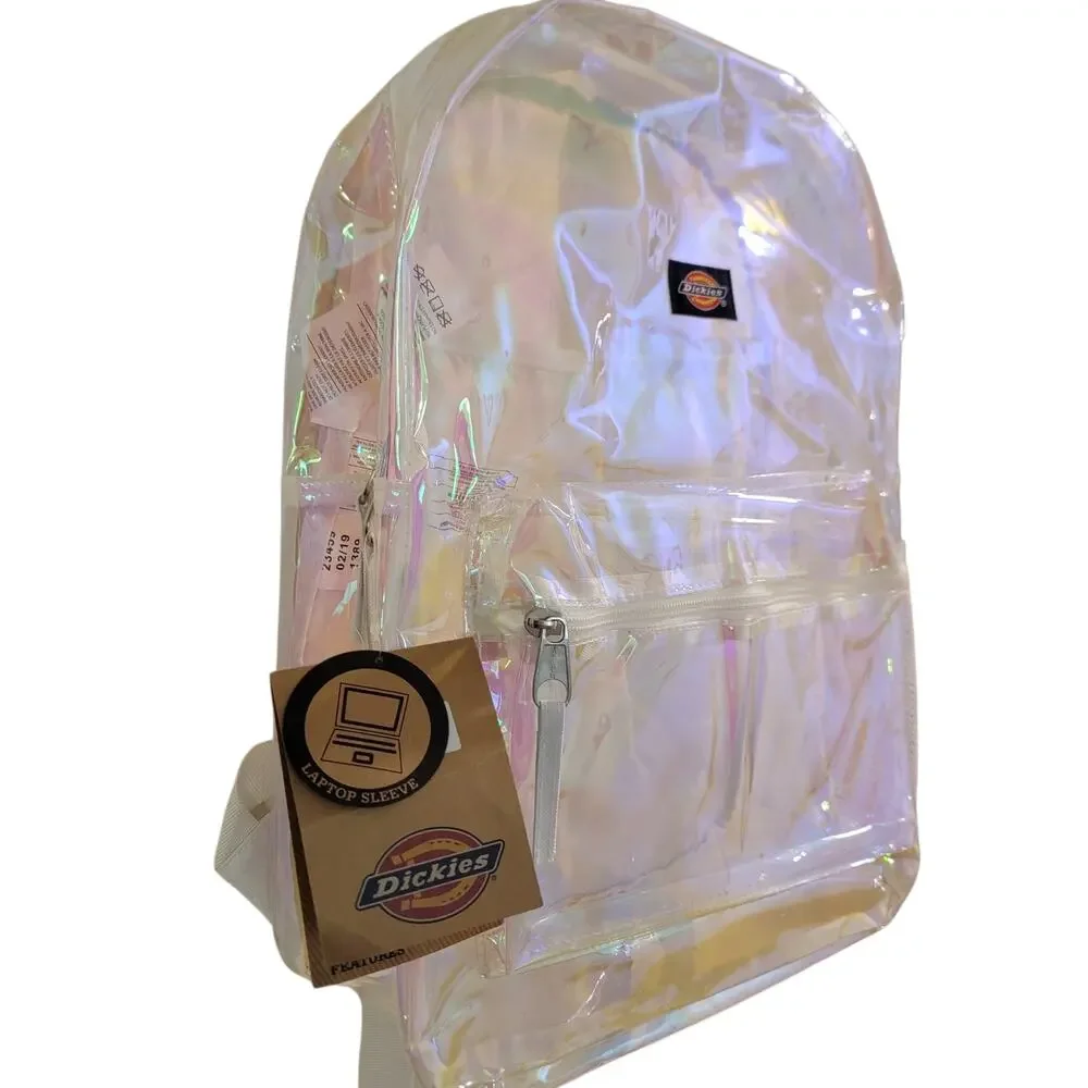 Dickies Champagne Iridescent Clear Backpack NWT 17
